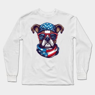 Patriotic Dog, 4th of July Design Long Sleeve T-Shirt